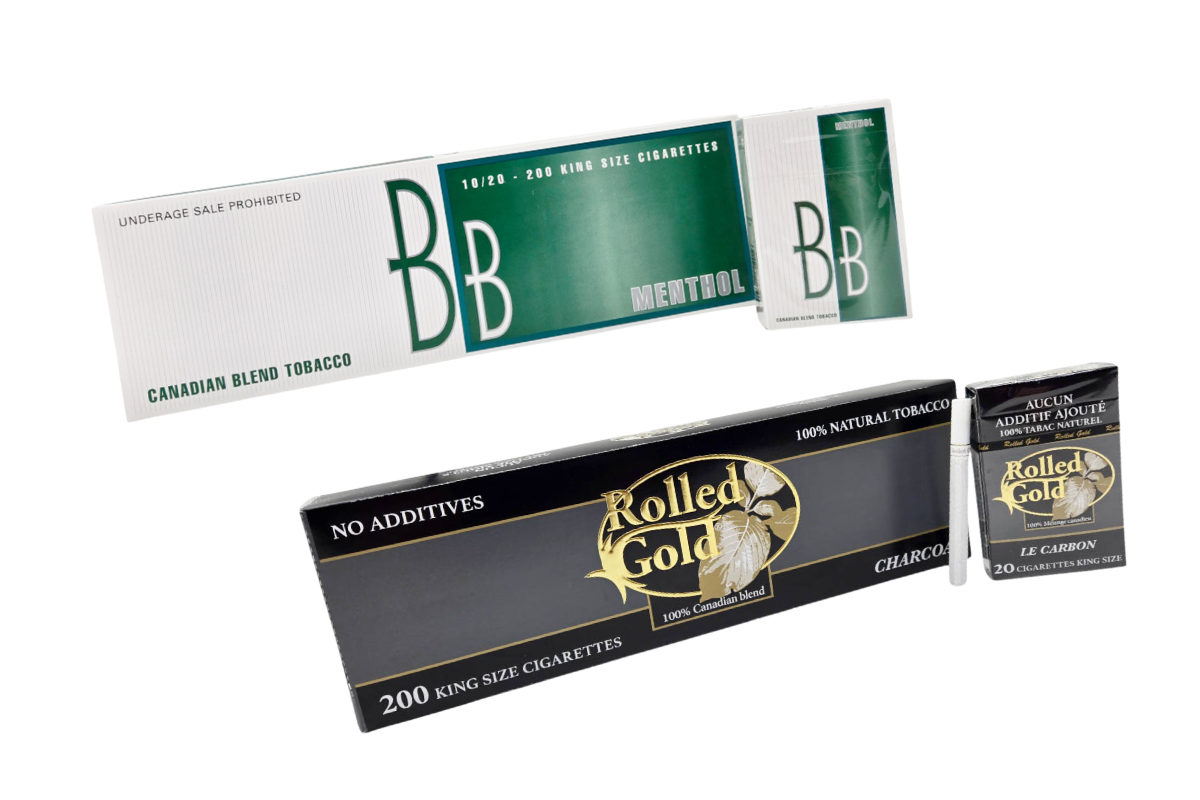BB menthol Rolled Gold Charcoal Cigarettes